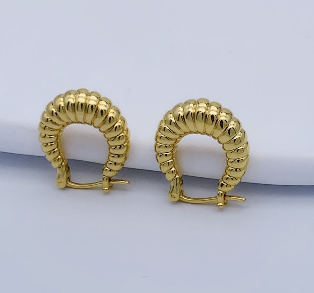 K18YG フープピアス ねじり イエローゴールド