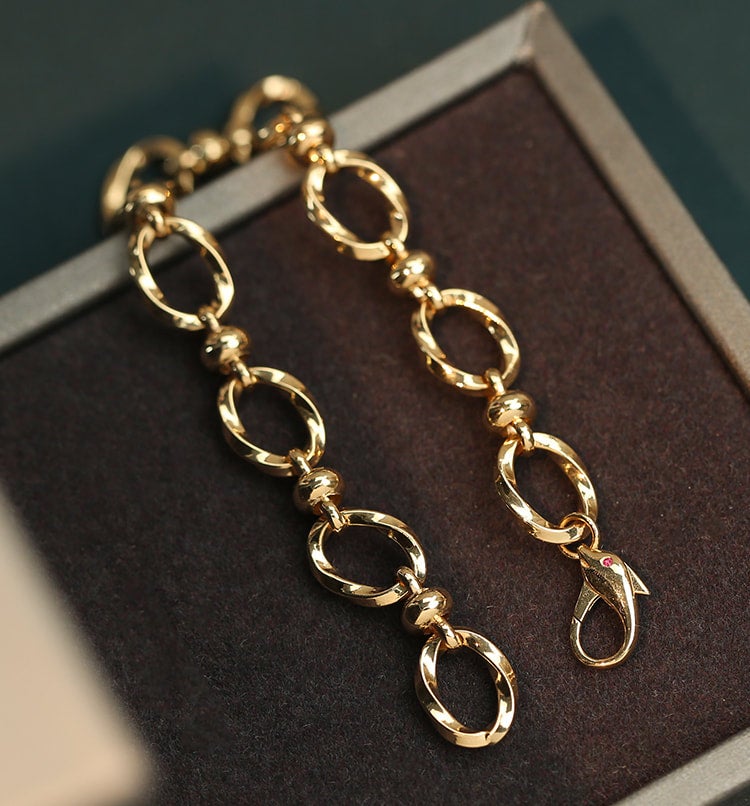 K18YG イエローゴールド オーバル 18K ブレスレット チェーン